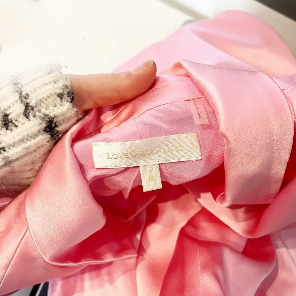 LoveShackFancy Astara Silk Blazer Jacket Pink 10 - Picture 3 of 5